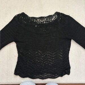 Carole Little Black Crochet Sweater